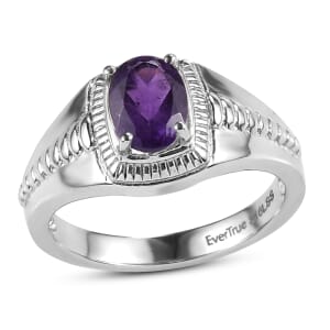 Ever True African Amethyst 1.15 ctw Men's Ring in Stainless Steel (Size 10.0)