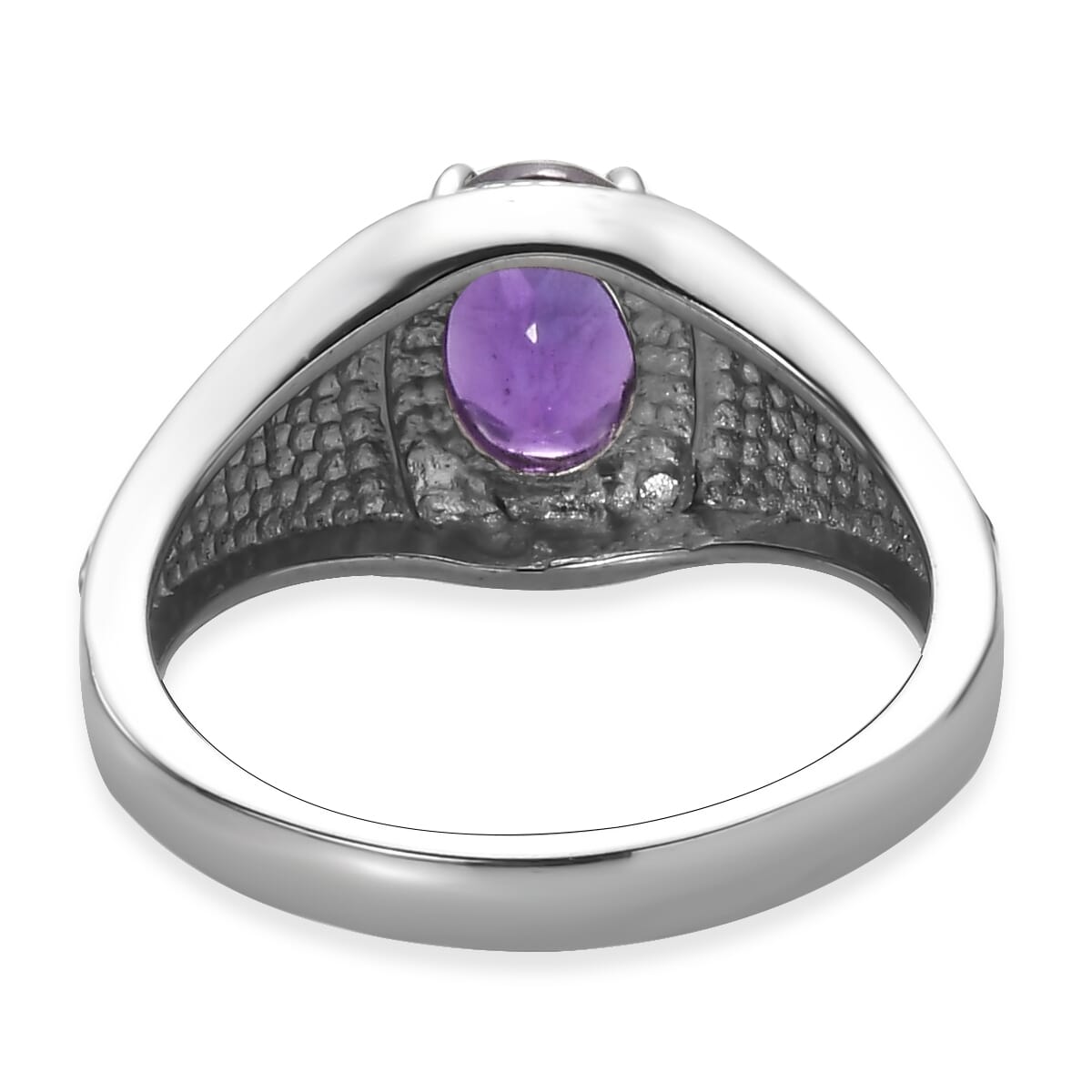 Ever True African Amethyst 1.15 ctw Men's Ring in Stainless Steel (Size 10.0) image number 4
