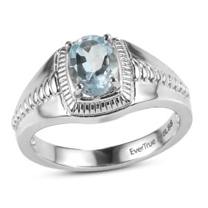 Ever True Sky Blue Topaz 1.60 ctw Men's Ring in Stainless Steel (Size 10.0) 