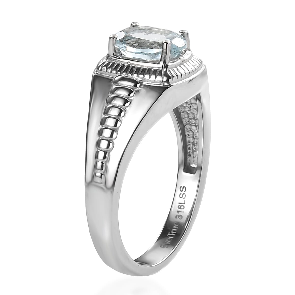 Ever True Sky Blue Topaz 1.60 ctw Men's Ring in Stainless Steel (Size 10.0)  image number 3
