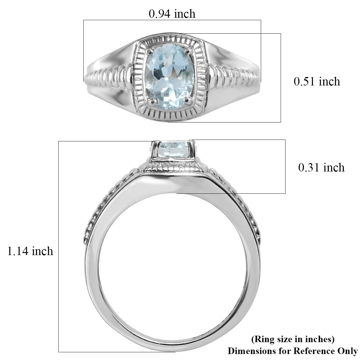 Ever True Sky Blue Topaz 1.60 ctw Men's Ring in Stainless Steel (Size 10.0)  image number 5