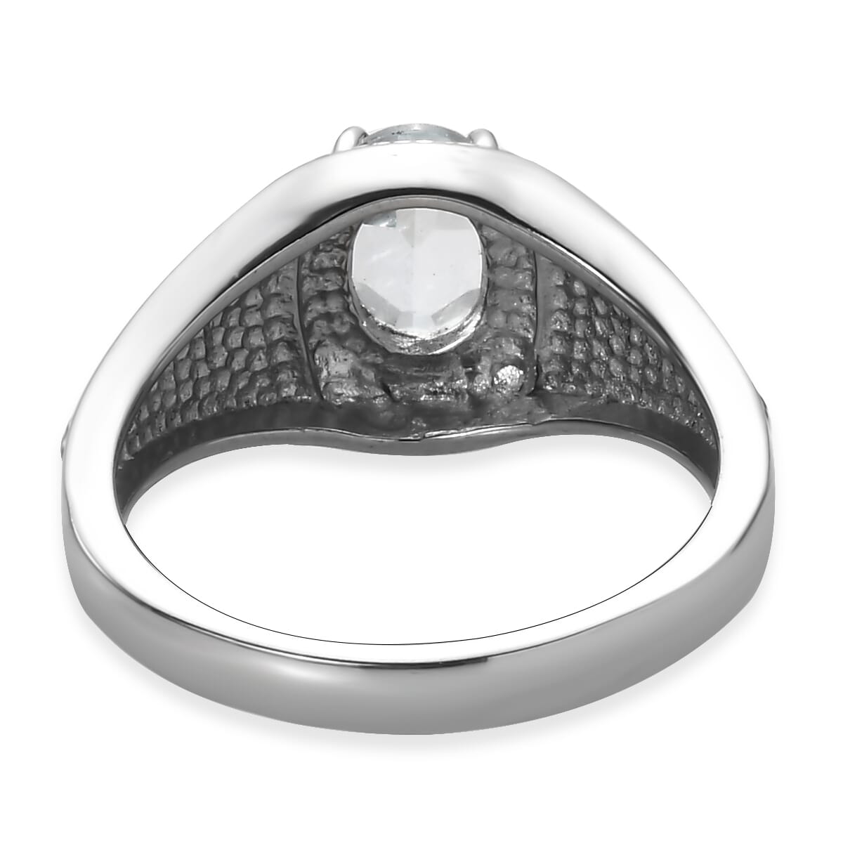Ever True Sky Blue Topaz 1.60 ctw Men's Ring in Stainless Steel (Size 14.0)  image number 4