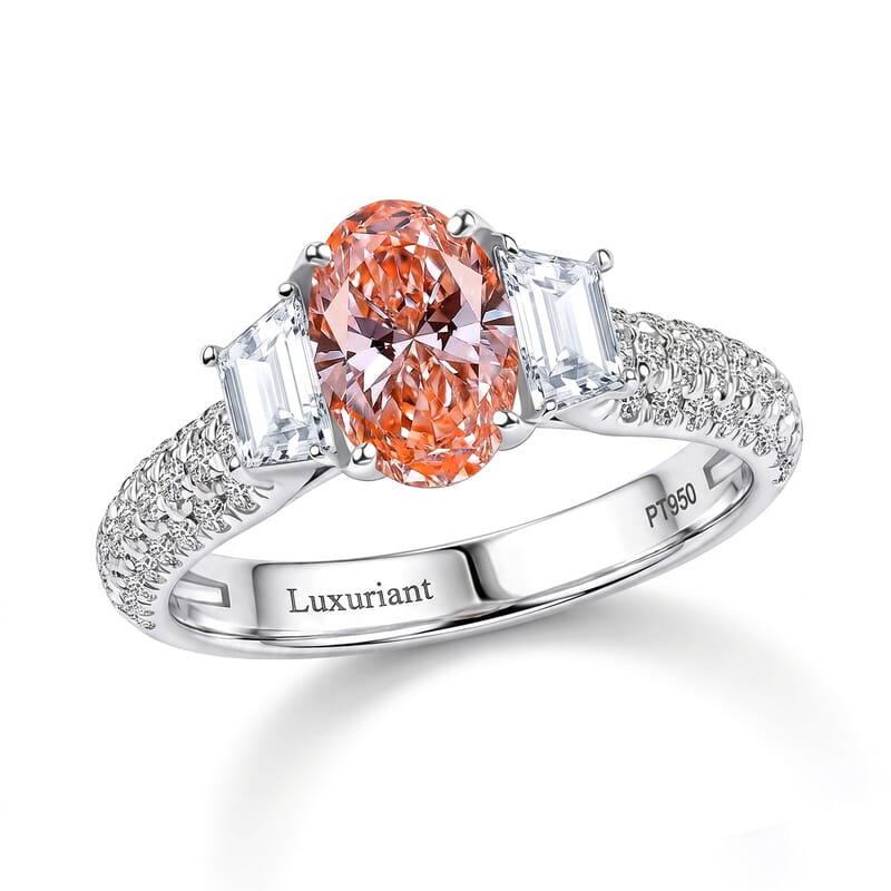 IGI Certified Luxuriant Lab Grown Pink Diamond (IR) 10.0) VS and Lab Grown Diamond 2.00 ctw Ring in 950 Platinum (Size 10.0)