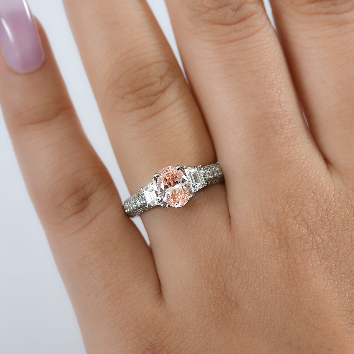 IGI Certified 950 Platinum Luxuriant Lab Grown Pink Diamond (IR) (VS), Lab Grown Diamond Ring (Size 10.0) 2.00 ctw image number 2
