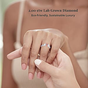 IGI Certified Luxuriant Lab Grown Pink Diamond (IR) 10.5) VS and Lab Grown Diamond 2.00 ctw Ring in 950 Platinum (Size 10.0)