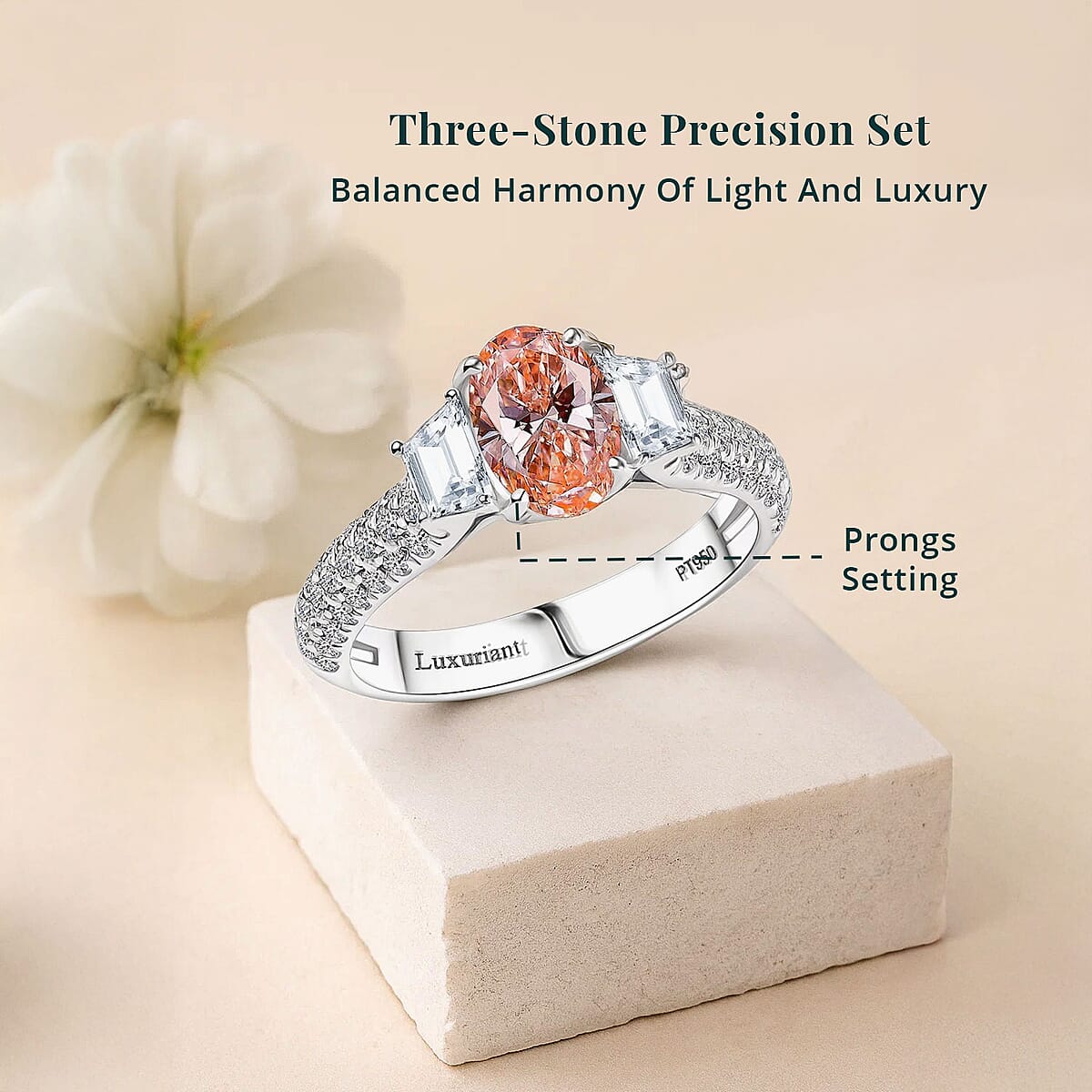 IGI Certified Luxuriant Lab Grown Pink Diamond (IR) 10.5) VS and Lab Grown Diamond 2.00 ctw Ring in 950 Platinum (Size 10.0) image number 4