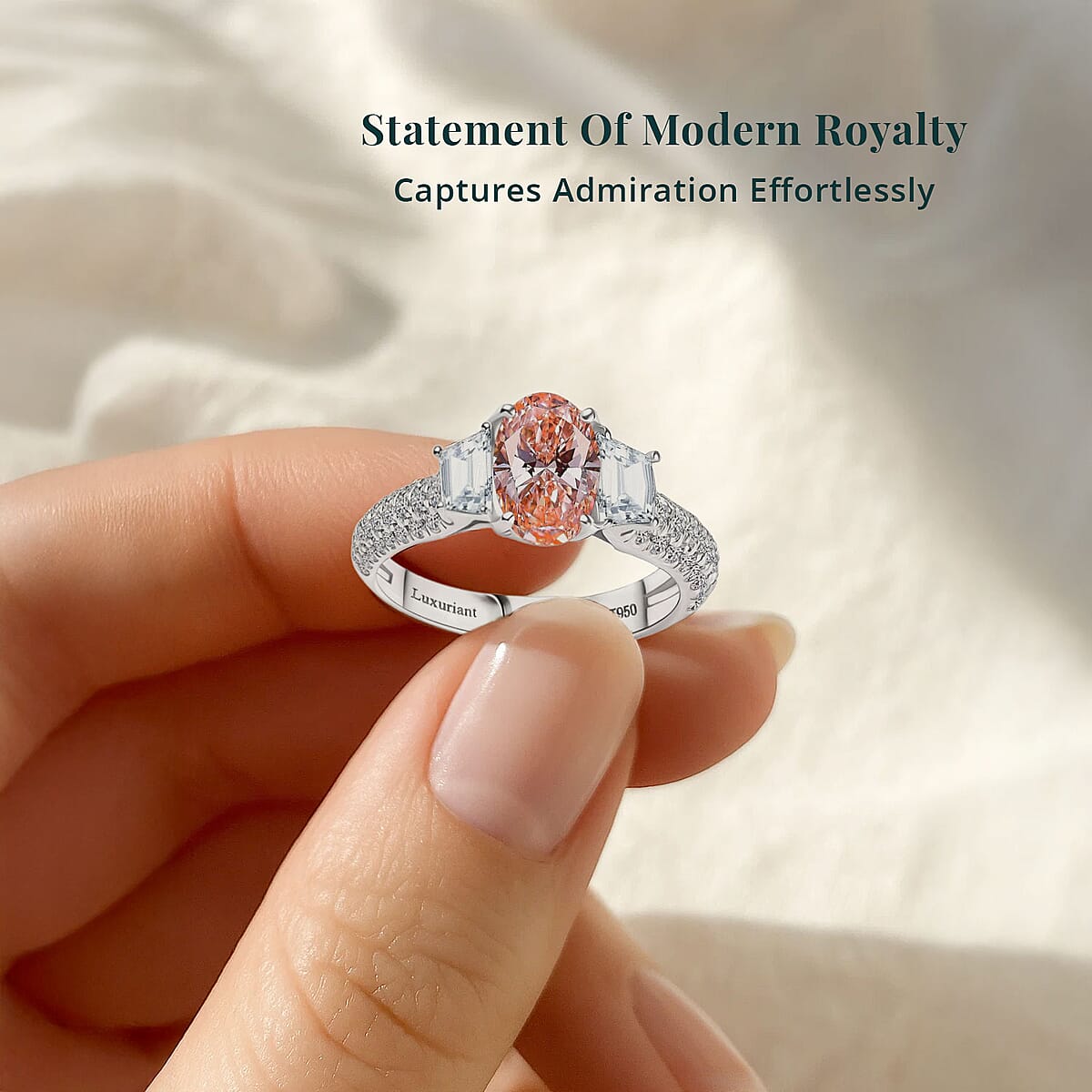 IGI Certified Luxuriant Lab Grown Pink Diamond (IR) 5.5) VS and Lab Grown Diamond 2.00 ctw Ring in 950 Platinum (Size 10.0) image number 5