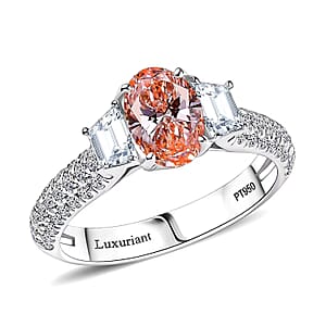 IGI Certified Luxuriant Lab Grown Pink Diamond (IR) 7.0) VS and Lab Grown Diamond 2.00 ctw Ring in 950 Platinum (Size 10.0)