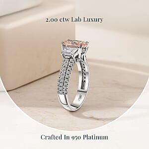 IGI Certified Luxuriant Lab Grown Pink Diamond (IR) 8.0) VS and Lab Grown Diamond 2.00 ctw Ring in 950 Platinum (Size 10.0)