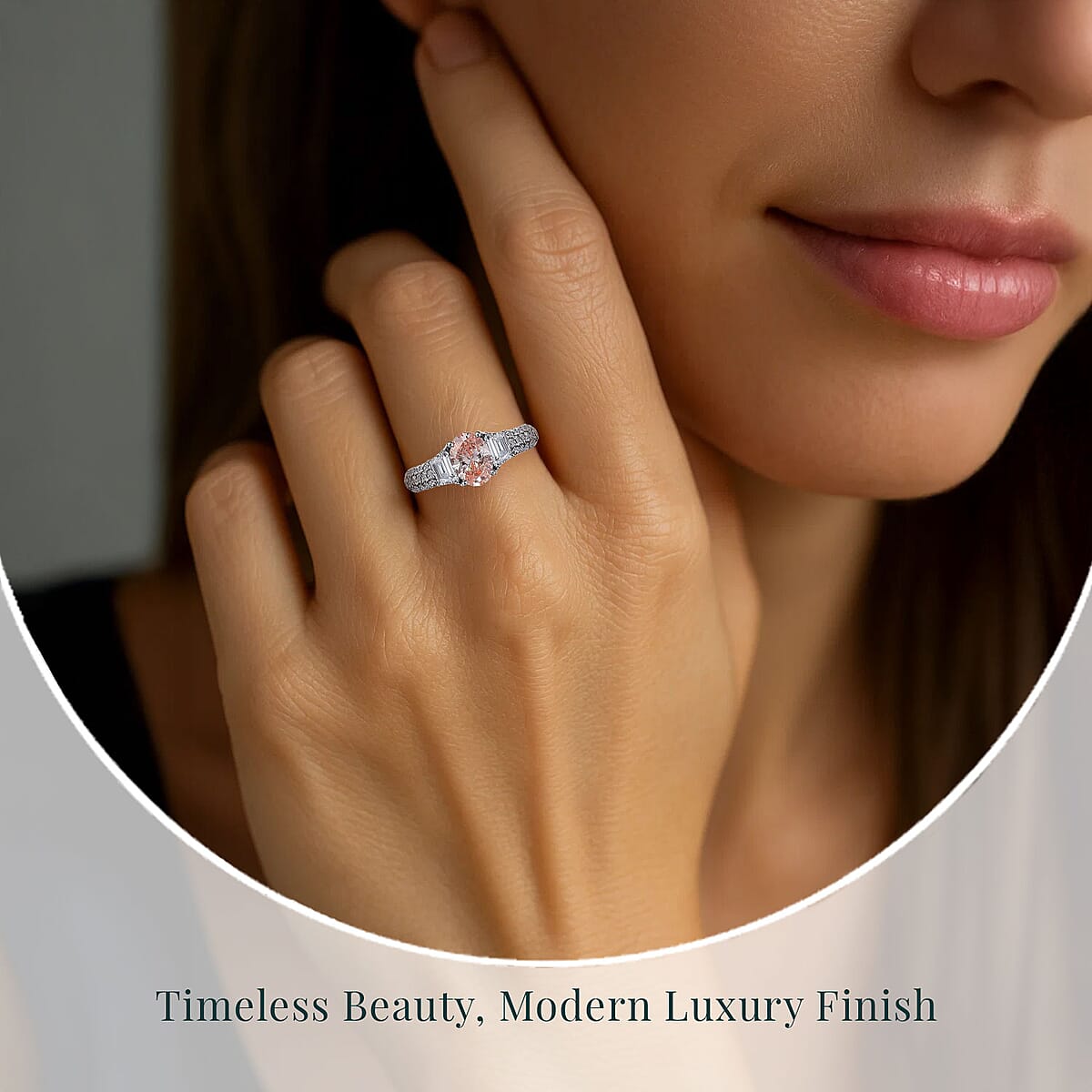 IGI Certified Luxuriant Lab Grown Pink Diamond (IR) 9.0) VS and Lab Grown Diamond 2.00 ctw Ring in 950 Platinum (Size 10.0) image number 1