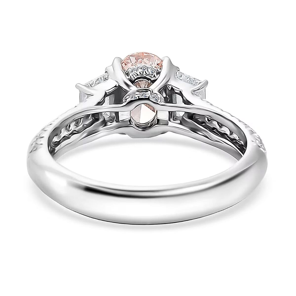 IGI Certified Luxuriant Lab Grown Pink Diamond (IR) 9.0) VS and Lab Grown Diamond 2.00 ctw Ring in 950 Platinum (Size 10.0) image number 7