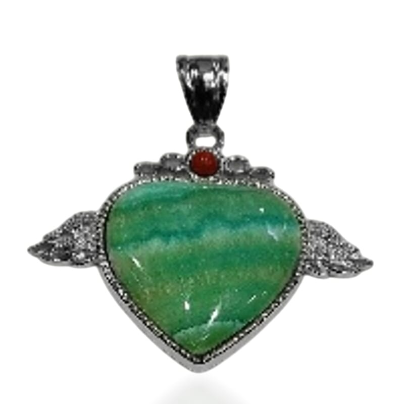 Rhodochrosite and Red Agate 45.00 ctw Pendant without Chain in Silvertone