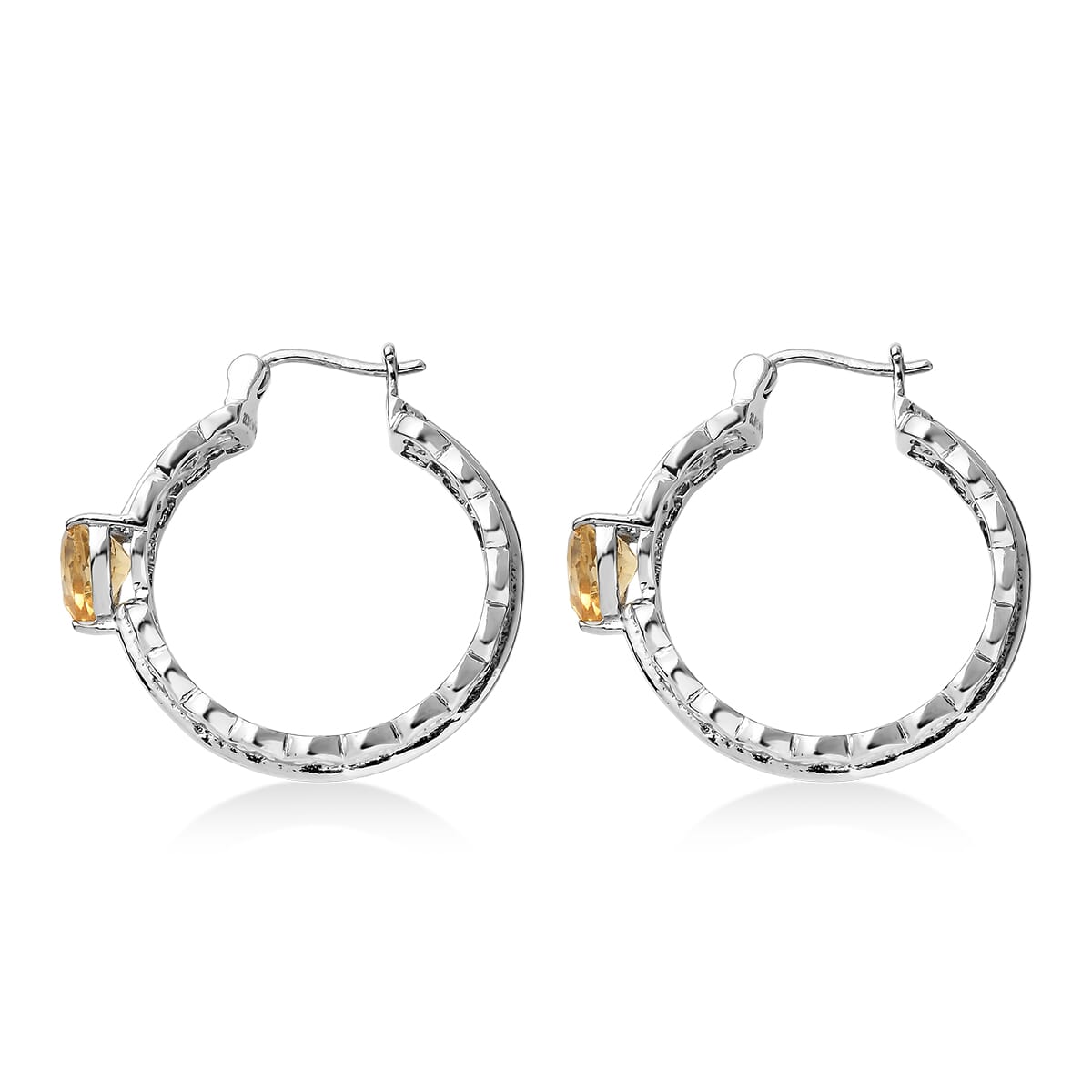 EverTrue Brazilian Citrine 3.35 ctw Stud Earrings in Stainless Steel  image number 3