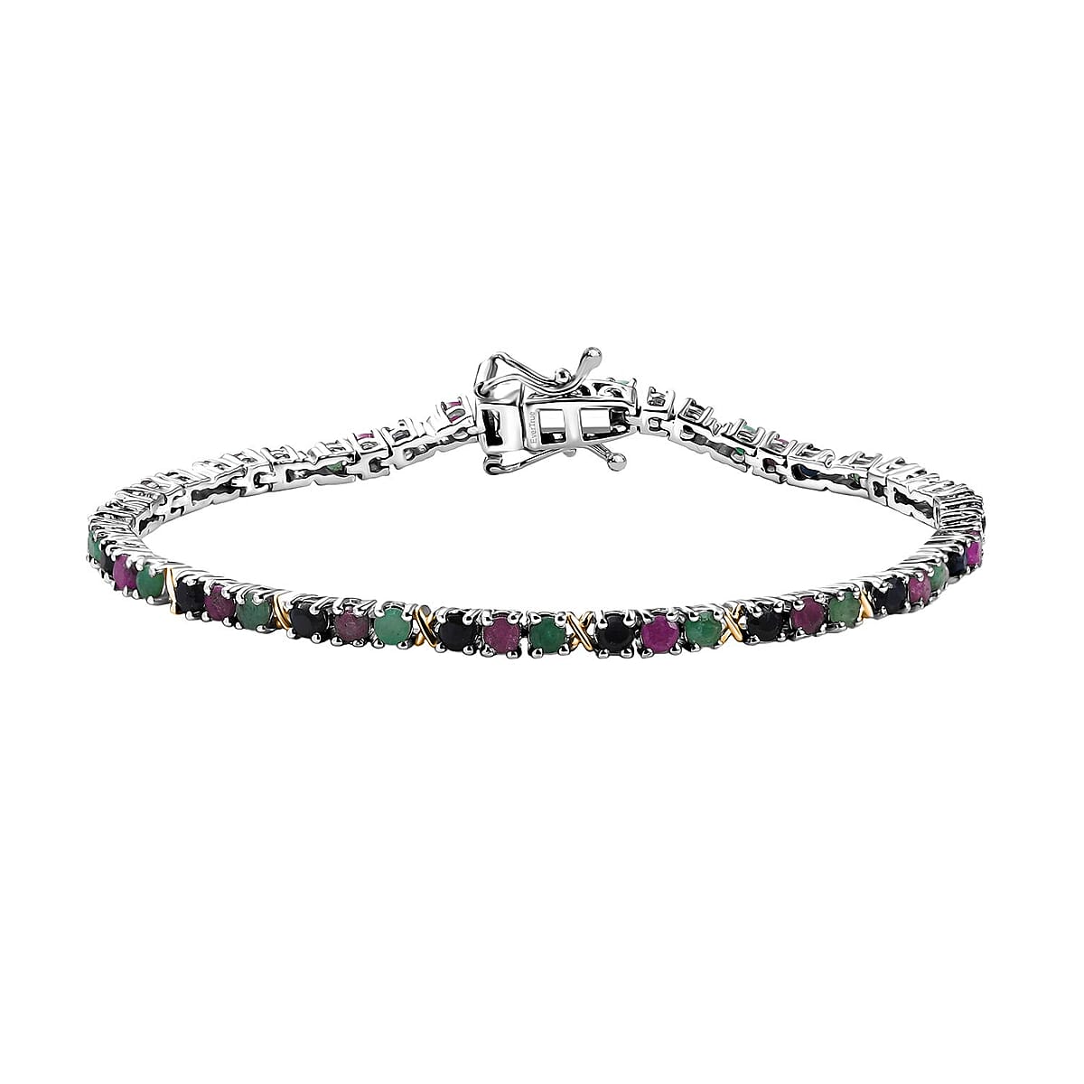EverTrue Multi Gemstone 6.00 ctw Bracelet in 18K YG Plated and Platinum Bond (7.25 In) image number 0