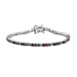 EverTrue Multi Gemstone 6.00 ctw Bracelet in 18K YG Plated and Platinum Bond (7.25 In)