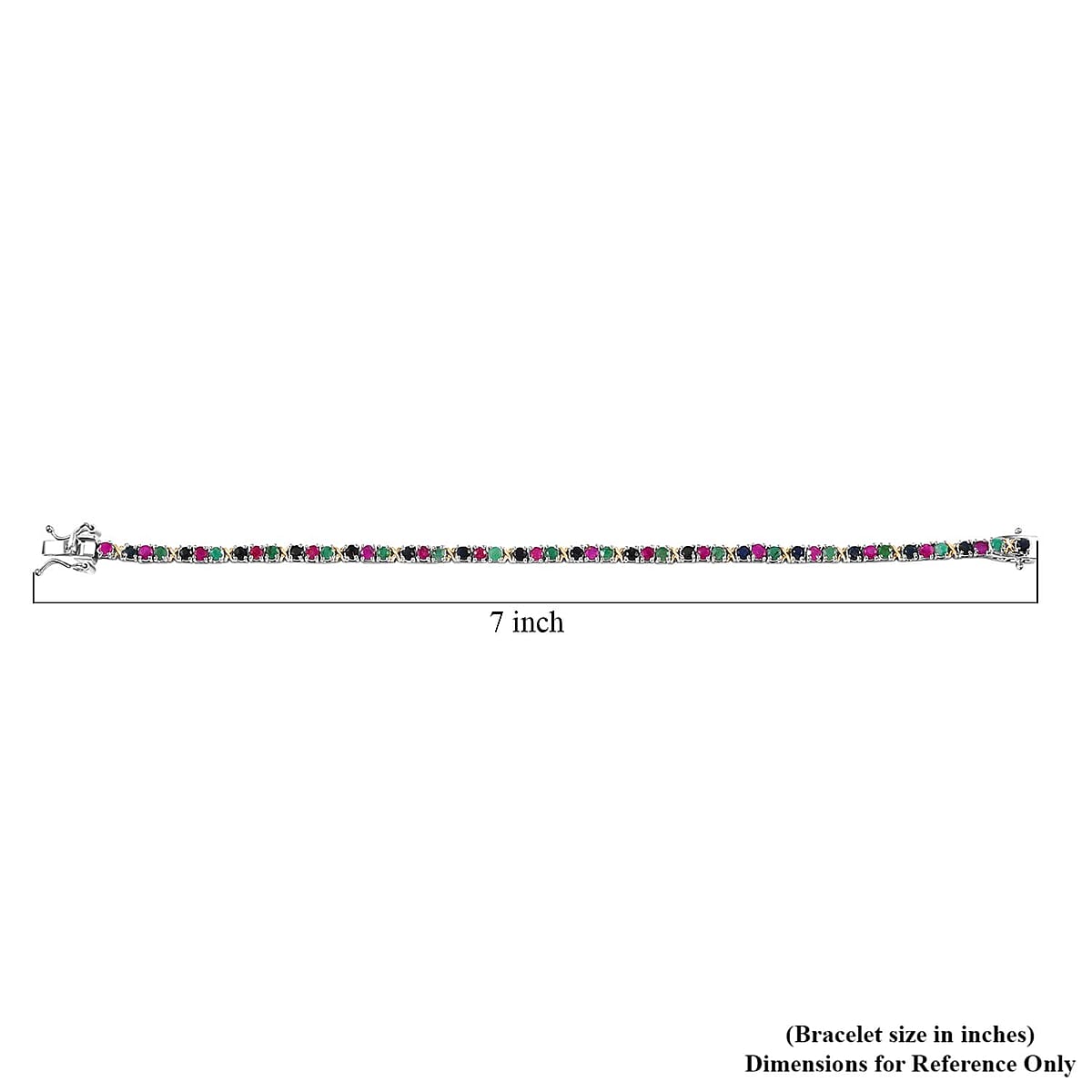 EverTrue Multi Gemstone 6.00 ctw Bracelet in 18K YG Plated and Platinum Bond (7.25 In) image number 3