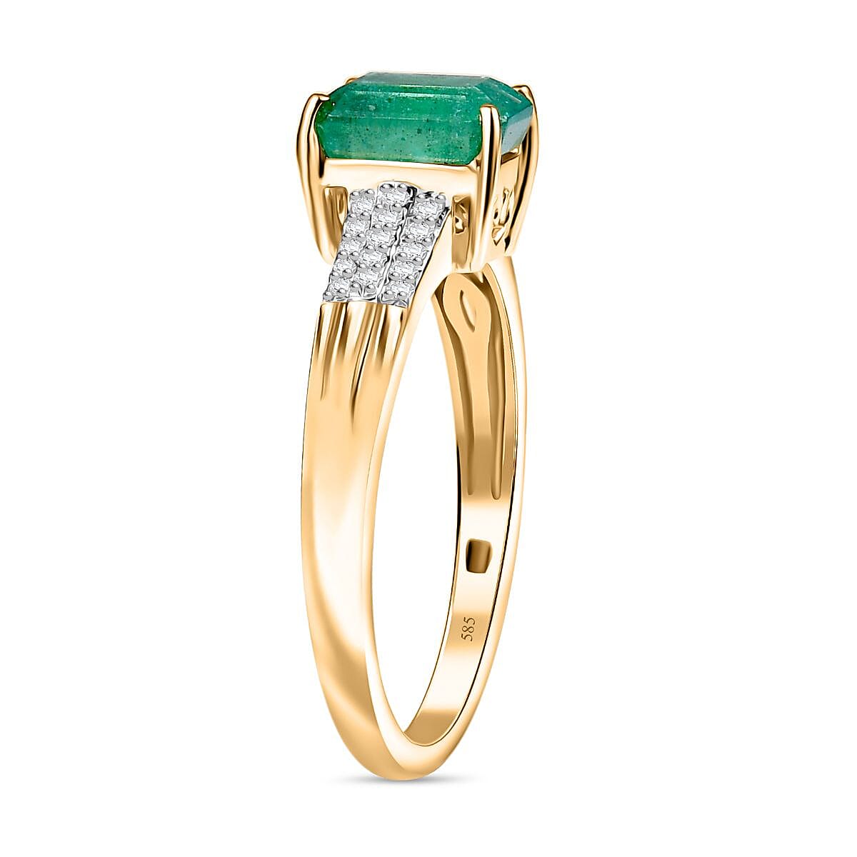 Luxoro  AAA Kagem Zambian Emerald and Diamond I1 1.80 ctw Ring in 14K Yellow Gold (Size 9.0)