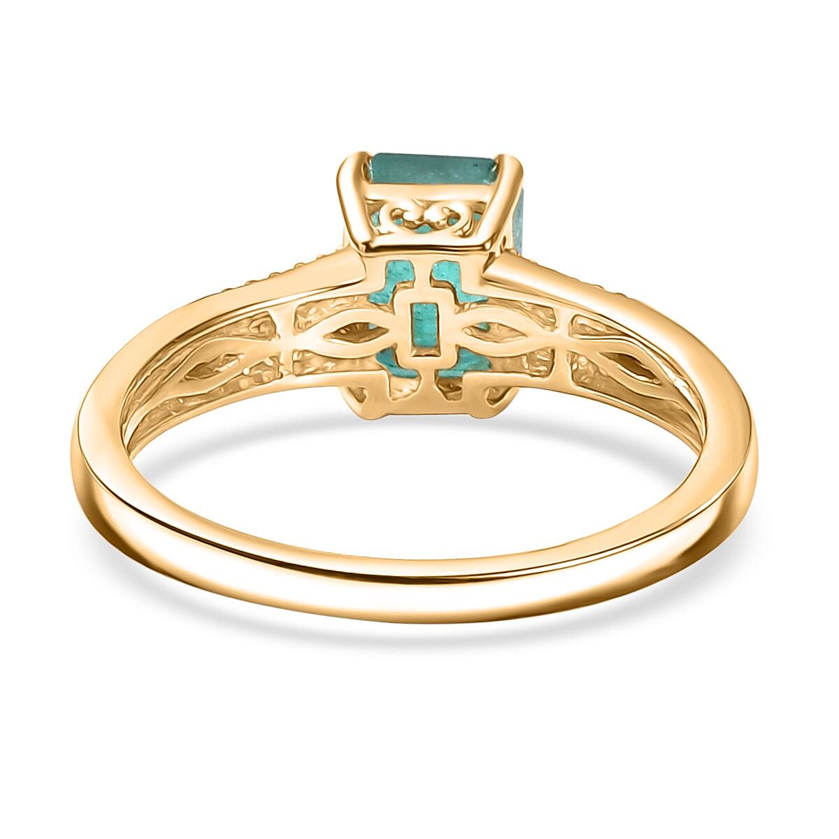 Luxoro  AAA Kagem Zambian Emerald and Diamond I1 1.80 ctw Ring in 14K Yellow Gold (Size 9.0)