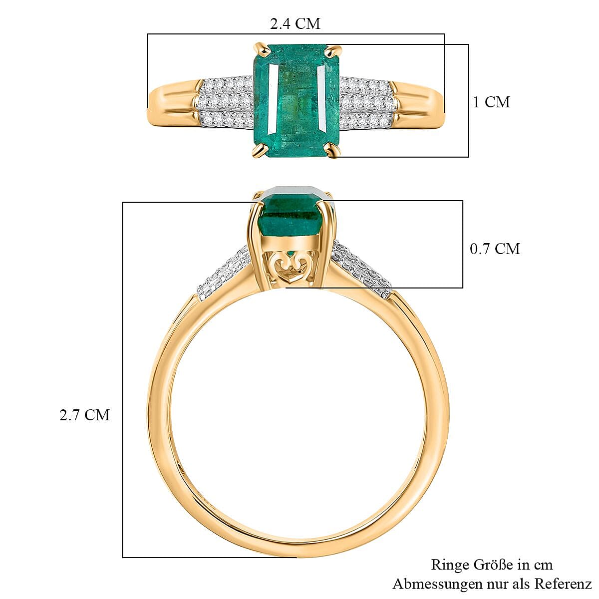 Luxoro  AAA Kagem Zambian Emerald and Diamond I1 1.80 ctw Ring in 14K Yellow Gold (Size 9.0)