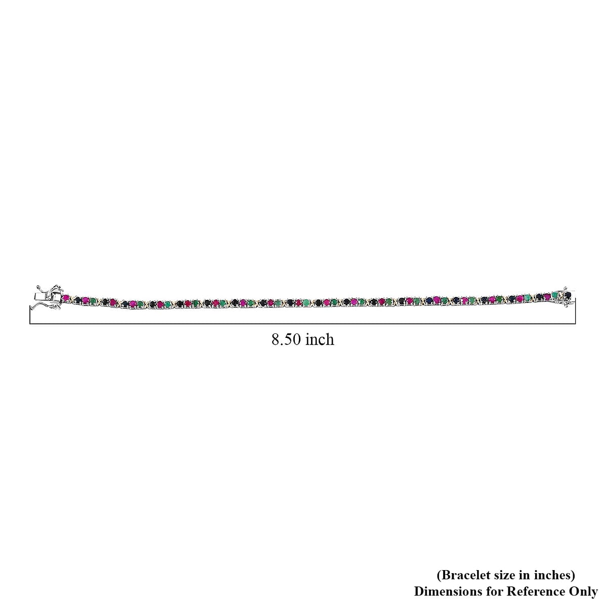 EverTrue Multi Gemstone 6.70 ctw XOXO Bracelet in 18K YG Plated and Platinum Bond (8.00 In) image number 3