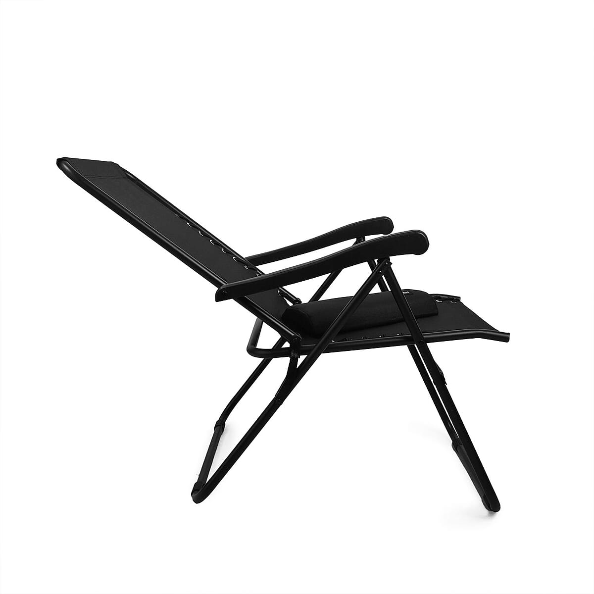 Bliss Reclinable Sling Patio Chair with Pillow -Black image number 1