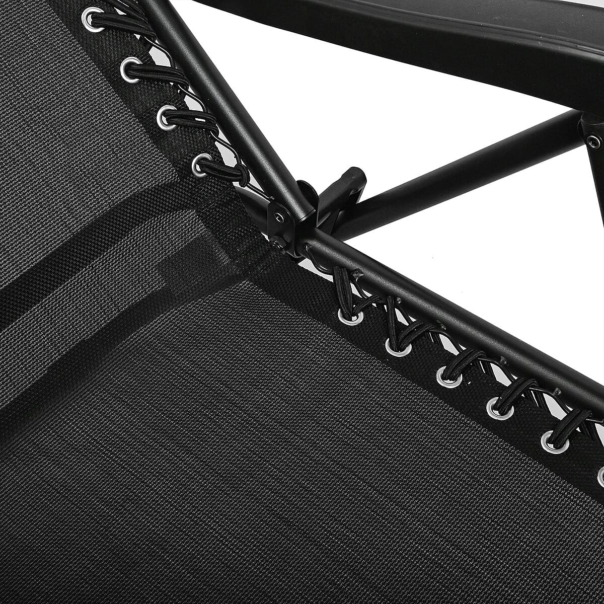 Bliss Reclinable Sling Patio Chair with Pillow -Black image number 3