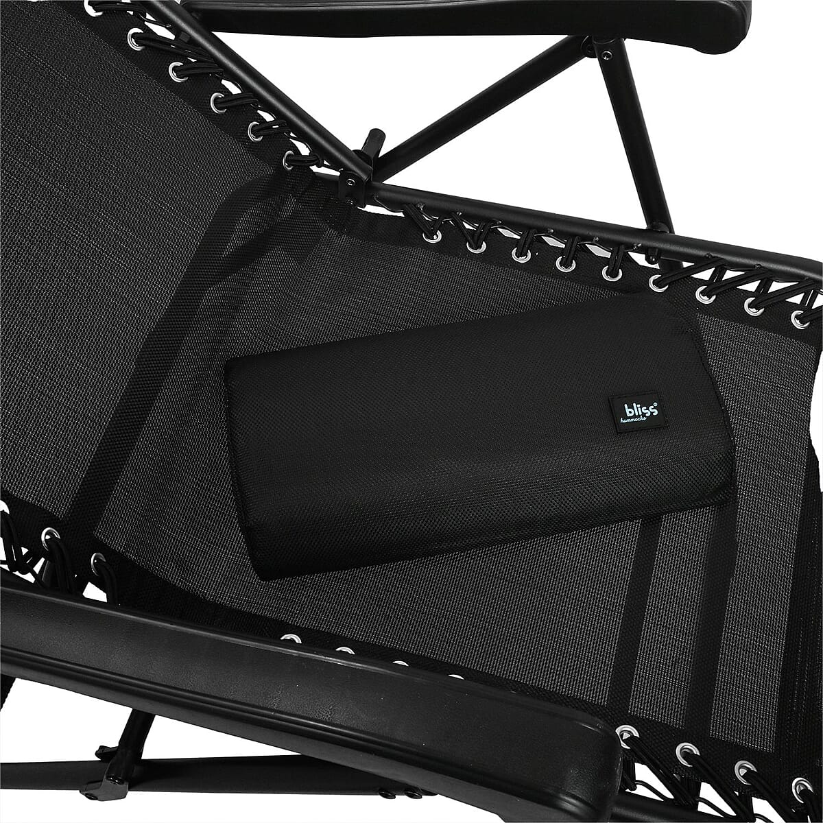 Bliss Reclinable Sling Patio Chair with Pillow -Black image number 4