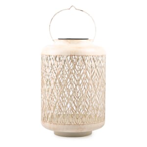 Bliss Color Changing Solar Lantern -Diamond Leaf/Antique White