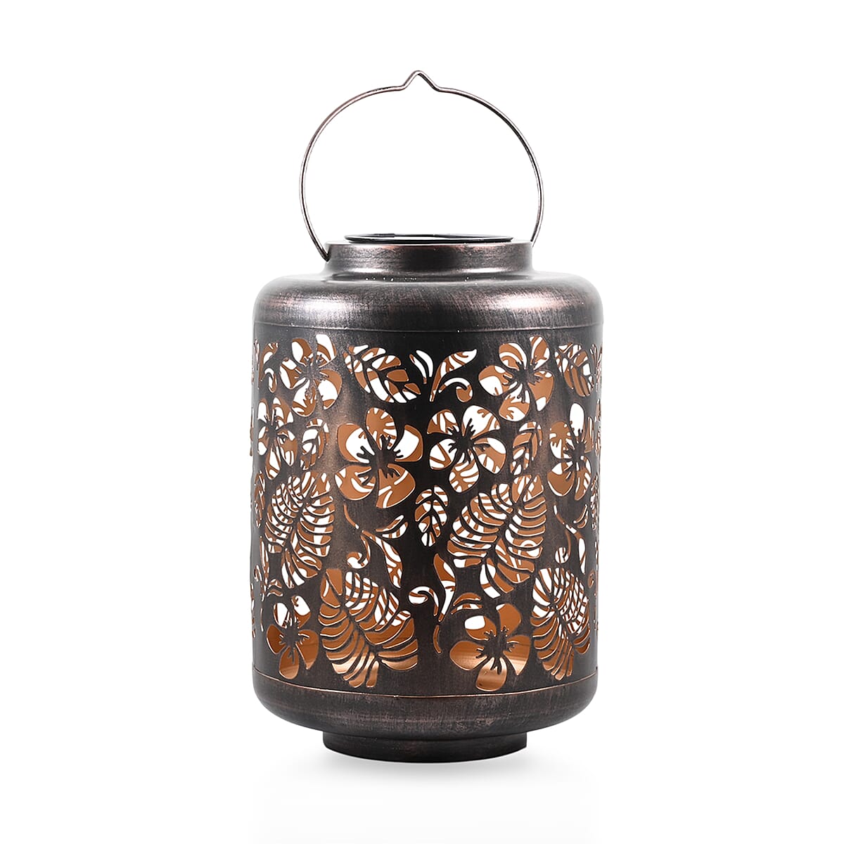 Bliss Color Changing Solar Lantern -Tropical Flower/Brushed Bronze image number 2