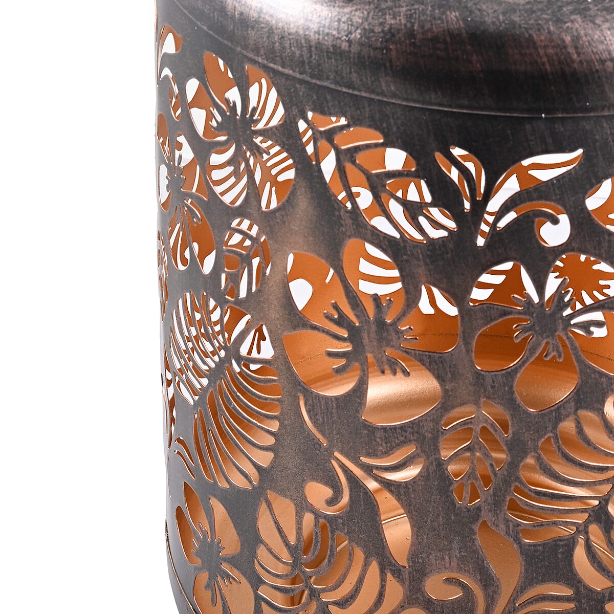 Bliss Color Changing Solar Lantern -Tropical Flower/Brushed Bronze image number 4