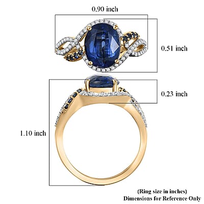 Luxoro Premium Nilamani, Ceylon Sapphire and G-H I2 Diamond 5.00 ctw Sea Whirlpool Ring in 10K Yellow Gold (Size 10.0)