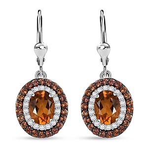 D'Joy Santa Ana Madeira Citrine and Multi Gemstone 3.75 ctw Lever Back Earrings in Platinum Over Sterling Silver