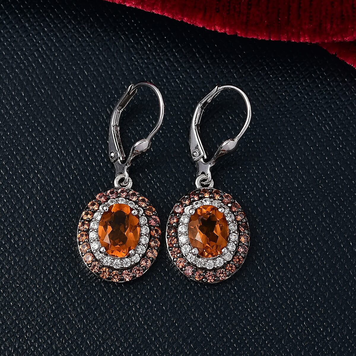 D'Joy Santa Ana Madeira Citrine and Multi Gemstone 3.75 ctw Lever Back Earrings in Platinum Over Sterling Silver image number 1