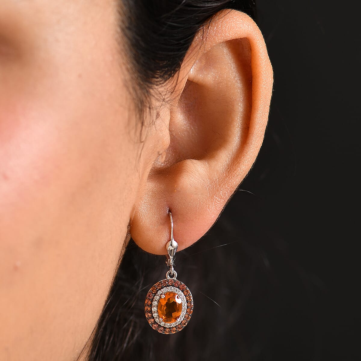 D'Joy Santa Ana Madeira Citrine and Multi Gemstone 3.75 ctw Lever Back Earrings in Platinum Over Sterling Silver image number 2