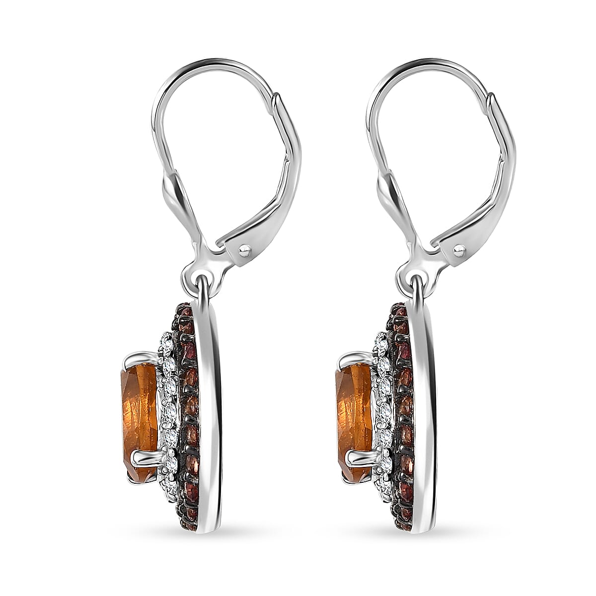 D'Joy Santa Ana Madeira Citrine and Multi Gemstone 3.75 ctw Lever Back Earrings in Platinum Over Sterling Silver image number 3