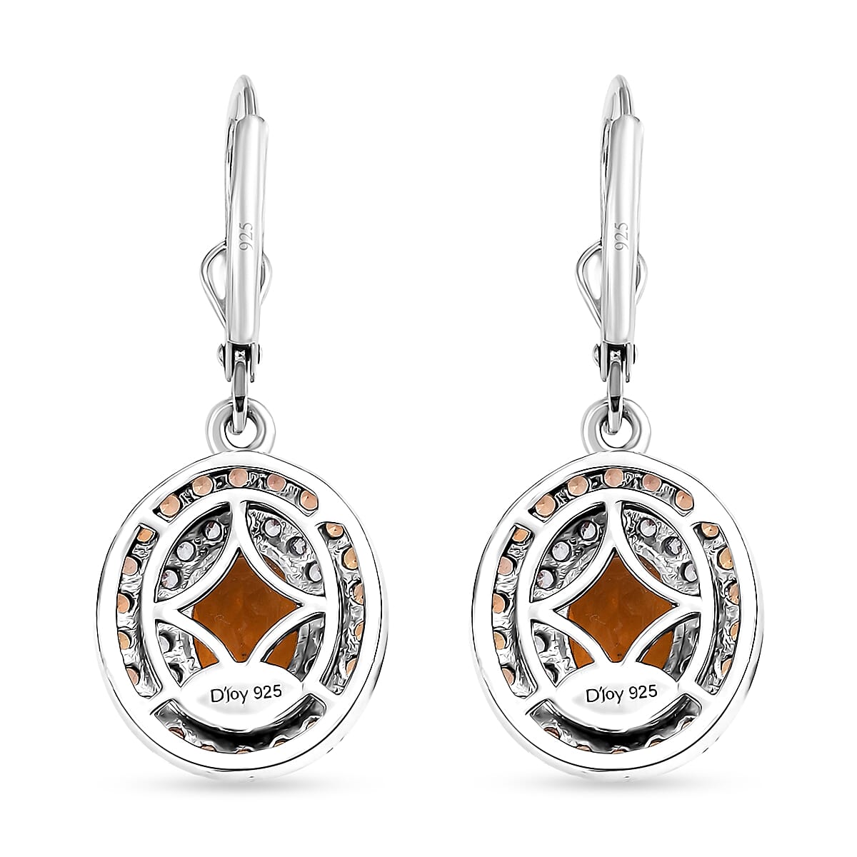 D'Joy Santa Ana Madeira Citrine and Multi Gemstone 3.75 ctw Solar Flare Halo Lever Back Earrings in Platinum Over Sterling Silver