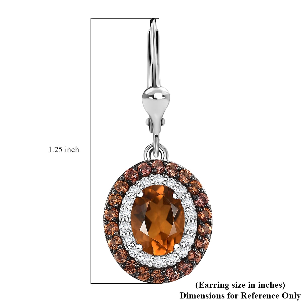D'Joy Santa Ana Madeira Citrine and Multi Gemstone 3.75 ctw Solar Flare Halo Lever Back Earrings in Platinum Over Sterling Silver