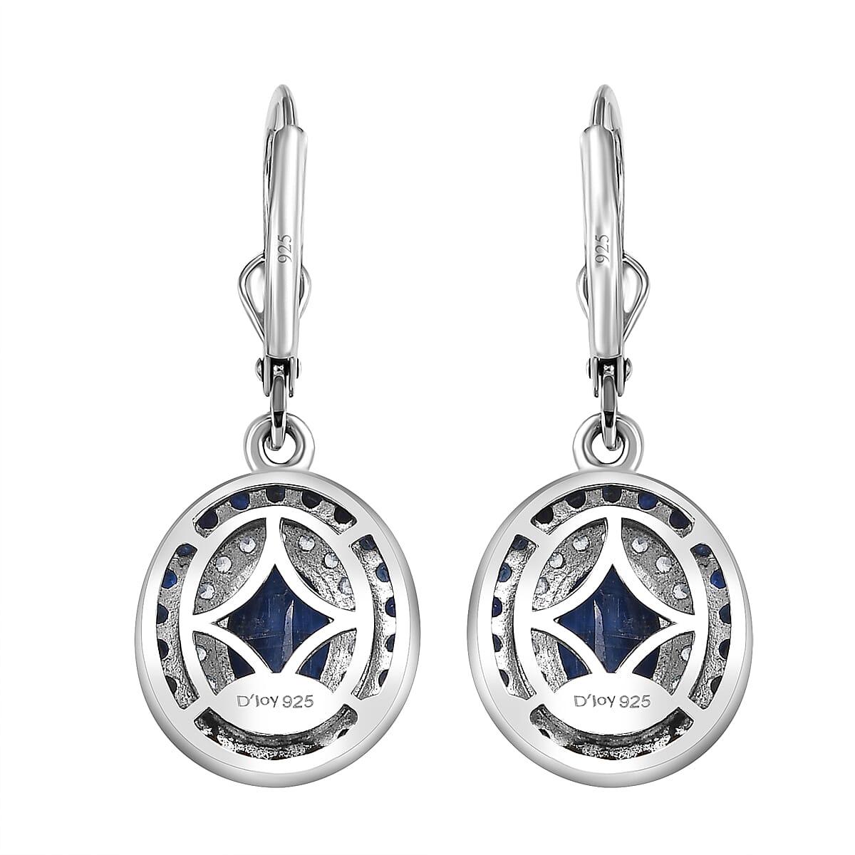 D'Joy Kashmir Kyanite and Multi Gemstone 4.55 ctw Solar Flare Halo Lever Back Earrings in Platinum Over Sterling Silver image number 4