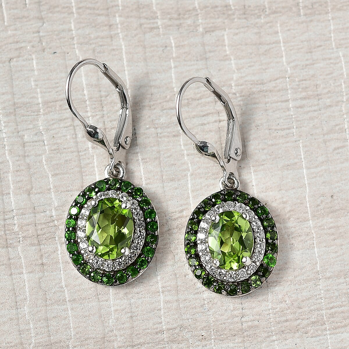 D'Joy Hebei Peridot and Multi Gemstone 4.20 ctw Earrings in Platinum Over Sterling Silver image number 1