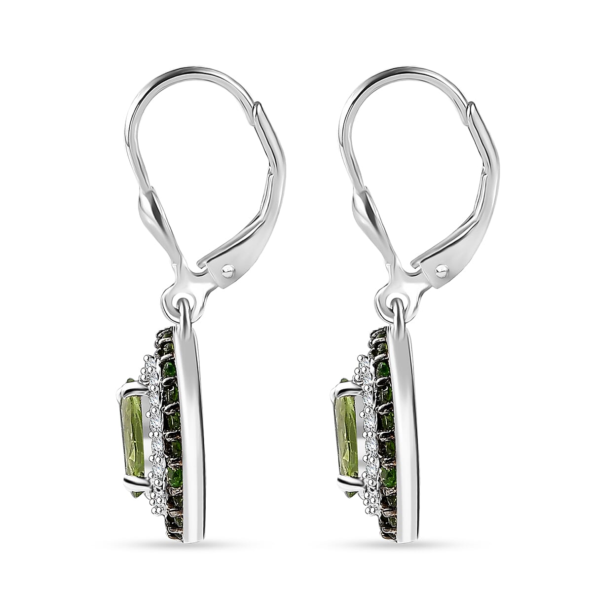 D'Joy Hebei Peridot and Multi Gemstone 4.20 ctw Earrings in Platinum Over Sterling Silver image number 4