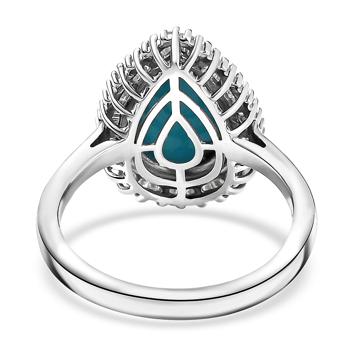 D'Joy Premium Sleeping Beauty Turquoise and Diamond 3.10 ctw Desert Bloom Ring in Rhodium Over Sterling Silver (Size 8.0) image number 4