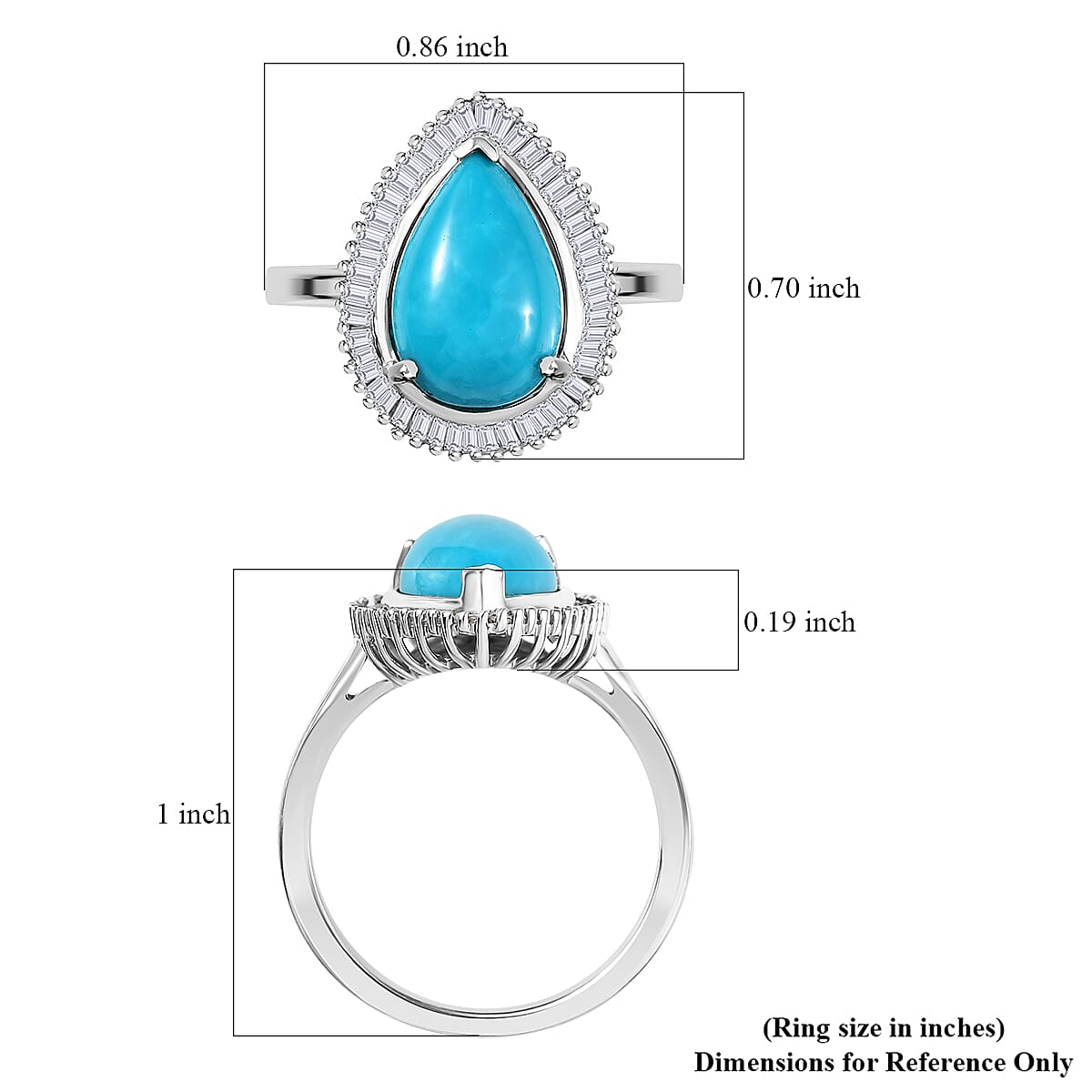 D'Joy Premium Sleeping Beauty Turquoise and Diamond 3.10 ctw Desert Bloom Ring in Rhodium Over Sterling Silver (Size 9.0)