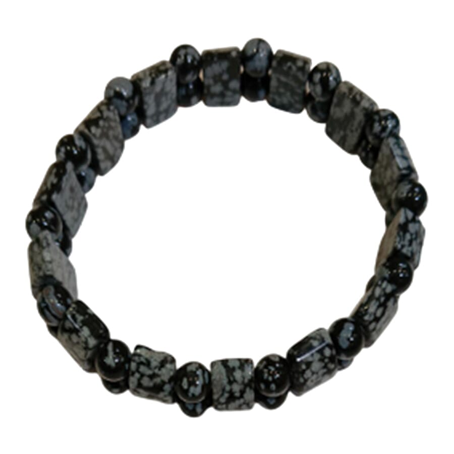 Snowflake Jasper 105.00 ctw Bracelet in Silvertone (7.00-7.50 In)