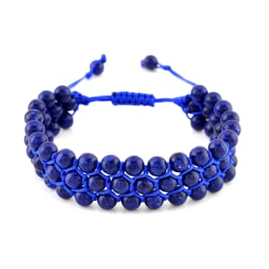 Lapis Lazuli Beaded 140.00 ctw Three-Row Bracelet (6-9In) 