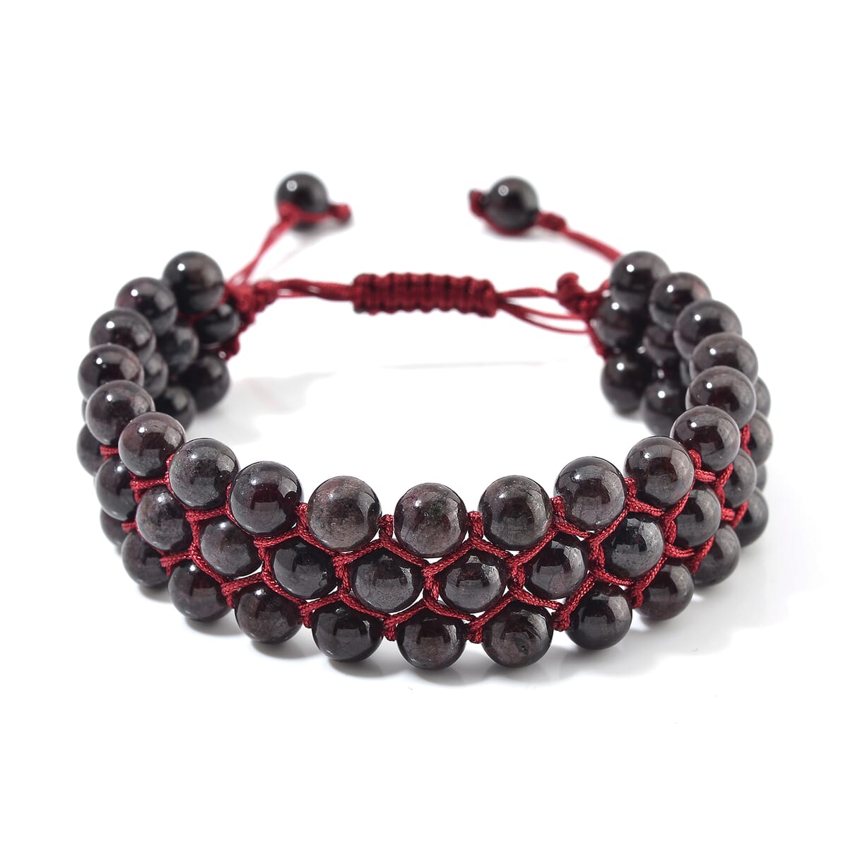 Mozambique Garnet Beaded 140 ctw Three- Row Bracelet (6-9In) image number 0