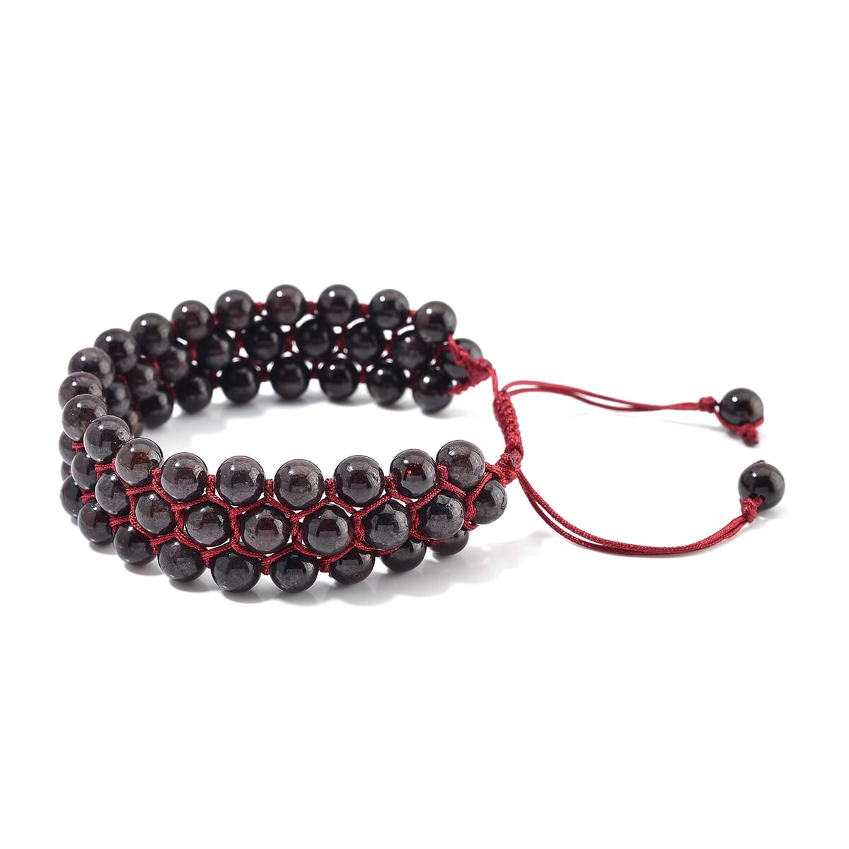 Mozambique Garnet Beaded 140 ctw Three- Row Bracelet (6-9In) image number 2