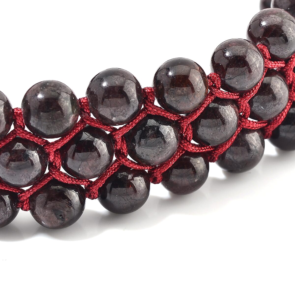 Mozambique Garnet Beaded 140 ctw Three- Row Bracelet (6-9In) image number 4