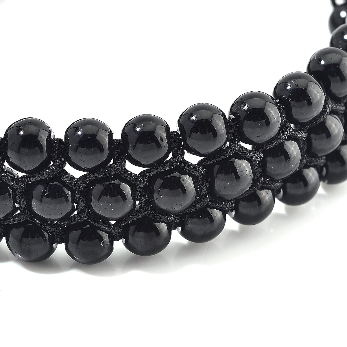 Black Obsidian Beaded 140 ctw Three- Row Bracelet (6-9In) image number 4