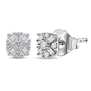 D'Joy Diamond 0.25 ctw Earrings in Rhodium Over Sterling Silver
