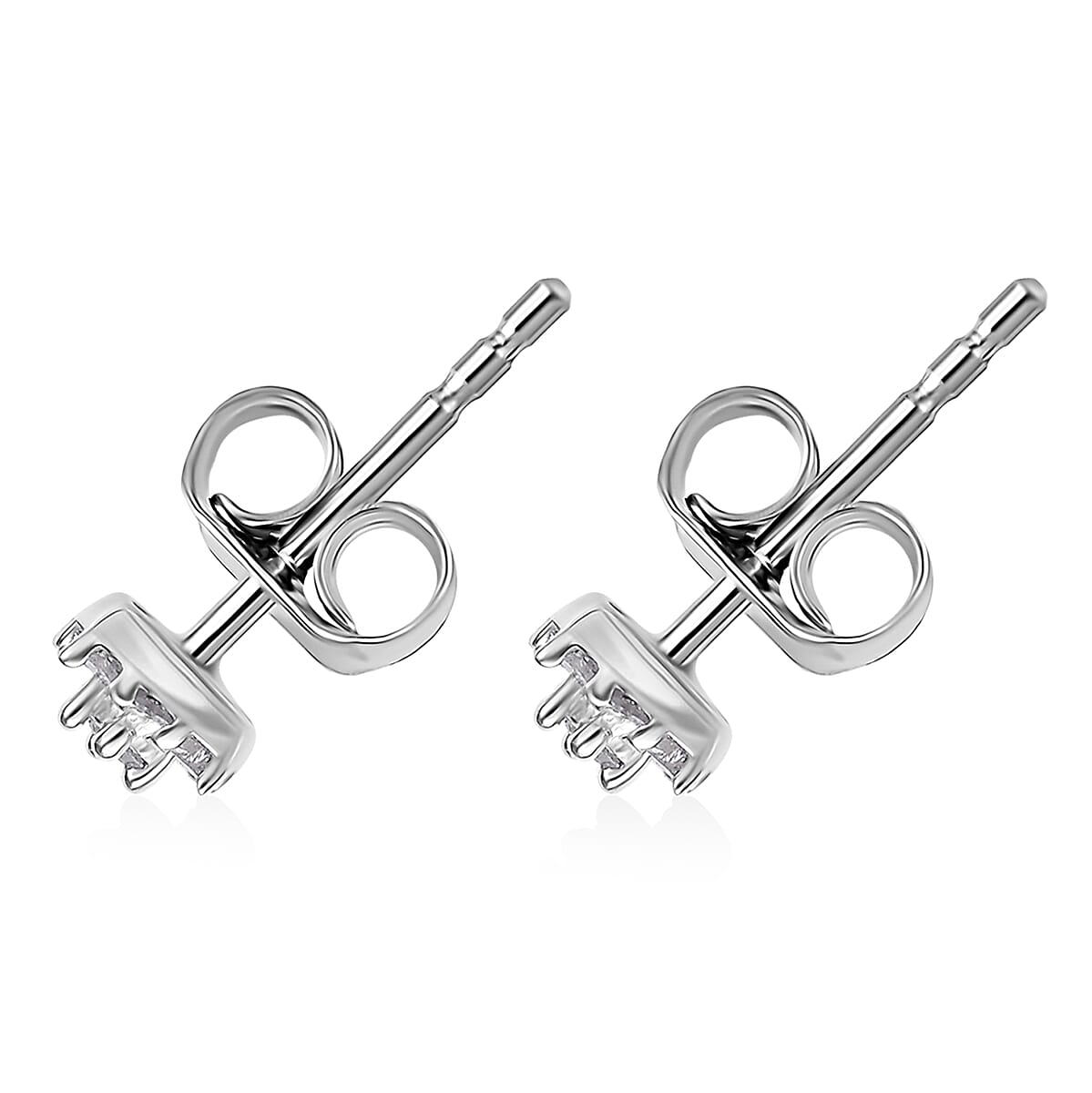 D'Joy Diamond 0.25 ctw Floral Stud Earrings in Rhodium Over Sterling Silver image number 4